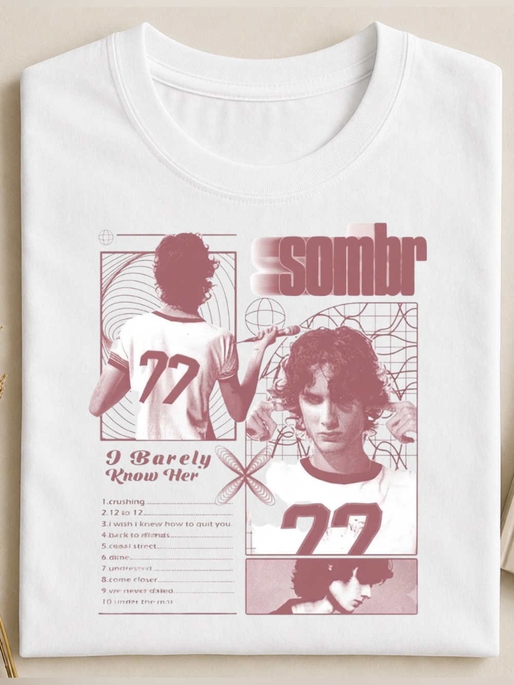 Gildan White Sombr Number 77 Graphic Tee, Vintage Style For Unisex